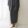 Falda de punto para mujer, nueva de otoño e invierno, 100% cachemir puro, con cintura elástica, elegante y con estilo, línea A de pelo largo cepillado