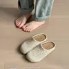 Moda Francesa de Nicho Meia-sandálias Fechadas Respiráveis Vazadas para Mulheres Verão Roupa Externa Estilo Romano Sapatos Mula com Sola Grossa Fechados