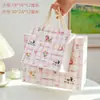 Bolsa Tote de Cachorrinho Cartoon com Xadrez Rosa, Estilo Ins Feminina Simples Bênção Criativa de Alto Valor Bolsa Tote de Papel