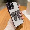 Funda para iPhone 17 con Lazo de Pedrería Sin Etiqueta Apple 16 Promax Galvanizada Anti-Caídas Protectora 15