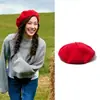 Boina de lana estilo Hermana Teng para mujer, boina retro británica de ala ancha, color negro, sombrero de fieltro de lana para otoño e invierno, boina