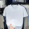 Camiseta de Verão Nova Estilo Transfronteiriça de Algodão Lyocell de Manga Curta Masculina Casual Gola Redonda Respirável Não Amassa Cor Sólida Versátil Moletom