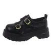 Zapatos Mocasines de Suela Gruesa y Boca Profunda 2026 Nuevo Otoño Puntera Redonda Modernos Casuales Hebilla de Cuero Sintético Tacón Grueso Zapatos Pequeños de Cuero para Mujer