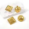 Aretes Cuadrados de Acero de Titanio Chapados en Oro de 18K para Mujer, Joyería Geométrica Simple para Oreja, Clavos Estilo Ins de Lujo Ligero, Versátiles a la Moda