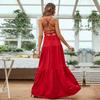 Moda Femenina Europea y Americana 2026 Nuevo Estilo Vestido de Noche de Cintura Entallada Acampanado Espalda Descubierta Sin Tirantes Elegante Talla Grande