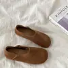 Sapatos Birkenstock de tecido fosco com decote V para mulheres, bico redondo, sola plana, sapatos de calçar, estilo mesclado, combine com calças de perna larga, sapatos casuais sem cadarço