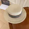 Sombrero de Paja de Ala Plana Estilo Old Money para Mujer, Sombrero de Sol para Vacaciones en la Playa de Verano, Elegante Sombrero de Ala Plana