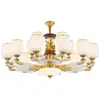 Candelabro largo de cinco capas color nogal estilo chino nuevo para comedor de villa, casa de construcción propia con techos altos, dúplex, lámpara de sala de estar con estética estilo Song