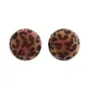 Pendientes Redondos de Terciopelo con Estampado de Leopardo Europeo y Americano Pendientes Únicos Elegantes de Otoño e Invierno Diseño Exagerado que Resalta el Rostro Pendientes Pequeños Venta al por Mayor