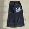 JeansJnco Y2K Personalizado para E-commerce Transfronteiriço, Modelo Largo com Bordado Vintage, Estilo Streetwear Hip-Hop, Calça Masculina de Perna Larga Harajuku