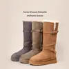 Botas de nieve de invierno de caña alta con tacón alto para mujer, engrosadas, cálidas, color gris, zapatos de algodón forrados de felpa, para comercio exterior transfronterizo, que aumentan la altura