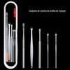 Orelha Cavando Colher 6 peças Set Aço inoxidável espiral Ear Ear Picking Tool Ear Scrap Cleaner Ear Digging Spoon
