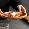 Platos de Cerámica Rojo-Marrón Rústico Hechos en Fábrica, Vajilla de Cerámica Vintage, Platos Planos, Vajilla de Alta Calidad Estilo Occidental