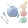 Tazón Instantáneo de Paja de Trigo Espesado para Fideos Instantáneos Set de Tazón para Ramen para Dormitorio de Estudiantes Hogar con Tenedor, Cuchara, Palillos y Tapa