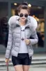 Abrigo Corto de Algodón para Mujer con Cuello Grande de Piel, Versátil y Ceñido, Chaqueta de Invierno para Mujeres Petites