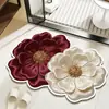 Alfombra de Diatomeas Irregular Visual Floral 3D Estilo Francés Minimalista Moderno para Baño, Alfombrilla Absorbente de Agua y Antideslizante