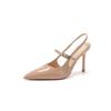 Zapatos de Tacón Alto Nude de Punta para Mujer 2025 Nuevo Otoño Cuero Patentado Aire Trasero Zapatos Individuales Negro Tacón Fino Sandalias de Verano