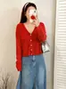 Chaqueta fina casual versátil talla extra 2026 otoño cárdigan de punto holgado para mujeres talla extra, top corto