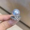 Acessórios DIY S925 prata esterlina atmosfera elegante anel de pérola suporte vazio anel semi-acabado suporte de anel dedo abertura de anel