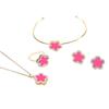 Collar y pulsera con colgante de cuatro piezas de flor de ciruelo de fritillaria negra de doble cara CDD, anillo y trébol de cuatro hojas, suministro de comercio exterior
