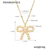 Collar para Clavícula Rueda de la Fortuna Lazo Conchas Shijia Perlas Circonita Acero de Titanio Chapado Eléctrico PVD Oro Real Joyería que No se Desvanece para Mujeres