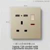 Tomada de Interruptor de Corrente de Comércio Exterior Padrão Britânico Dourado Fosco Uma Aberta 13A Multifuncional Cinco Furos USB Tomada Europeia Interruptor 25A
