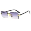 Gafas de Sol sin Marco con Borde Cortado de Moda Popular Europea y Americana para Mujer, Estilo Callejero y de Pasarela, Gafas de Sol Unisex