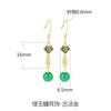 Pendientes de jade hetiano natural de plata esterlina S925, estilo vintage de corte ruyi, con gancho para la oreja, pendientes de oro con método antiguo de calcedonia para mujer