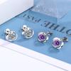 Fábrica atacado moda coreana simples mini quatro folhas girando brincos de grama S925 prata esterlina rosa zircão brincos