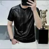 Masculino Verão Brilhante Novo Versátil Gola Redonda Manga Curta Casual Tendência Slim Fit Fresco Estiloso Estilo Fino Tendência Marca Alto Padrão Item Mais Vendido