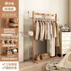 Cabide de chão, cabide para uso doméstico, cabide de bambu simples para armazenamento e secagem de roupas no quarto
