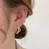 Brincos de Diamante de Duplo Círculo com Design de Nicho Coreano, Novos Acessórios de Orelha da Moda, Brincos para Mulheres com um Toque de Luxo, Versátil e Elegante