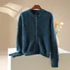 Cardigan de Punto de Lana Cachemira Nuevo Otoño/Invierno 2026 Cuello Redondo Manga Larga para Mujer Patrón Retorcido Suéter de Lana Cepillada