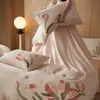 Otoño e Invierno 100S Algodón de Fibra Larga Cepillado Juego de Cuatro Piezas Juego de Tres Piezas de Algodón Puro Funda Nórdica Sábana Bajera Sábana Plana Juego de Cama