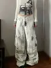 Jeans Cargo Tie-Dye Multibolsillo Estilo Vibe High Street Americano para Hombres y Mujeres en Primavera y Otoño Pantalones de Pierna Ancha con Aspecto Retro Adelgazante