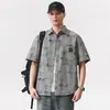 Ropa de Hombre Fengshe / Camisa de Manga Corta para Hombre Verano Seda de Hielo Delgada 2026 Nueva Corte Holgado Tie-Dye Camisa Casual