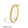 Novos Produtos Mais Vendidos na Europa e América: Pulseira de Zircônia em Formato de Coração para Mulheres, Pulseira de Aço Inoxidável Banhada a Ouro com Cravejamento de Diamantes Atacado