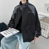 Chaqueta estilo japonés vintage con cuello con costuras en contraste de color para hombre, chaqueta informal holgada de estilo universitario de marca a la moda para primavera y otoño para pareja
