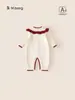 Roupas Infantis Bangxuan Roupas Doces de Inverno Roupas com Gola de Renda Macacão de Tricô para Bebê Menina Suéter para Recém-Nascido Body para Bebê