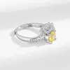Moda Coreana ao Vivo Nova Online Anel Amarelo com Diamante Menina Anel Aberto no Dedo Indicador Estilo Frio Anel de Personalidade com Zircônia