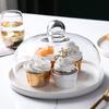 A6L Disco con Borde Cerámico Protegido Cubierta de Vidrio Transparente Cubierta de Plástico Plato para Probar Comida Plato para Pastel con Tapa Bandeja para Mesa de Postres Comida