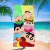 Toalha de banho de secagem rápida infantil de grandes dimensões Giz de cera Pequena nova toalha de praia Microfibra Velo de dupla face Toalha de praia com impressão digital