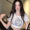 2021 Europa y Estados Unidos camiseta de manga corta corta femenina ombligo sexy delgada chica caliente productos europeos chaqueta marea una generación de pelo