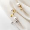 Aretes Nalan de plata s925 con montura trasera para mujer, dulces con cuentas, aretes de perla sintética para mujer, joyería para la oreja con un solo diamante G3061