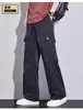 Pantalones de trabajo rectos para hombre, corte holgado, talla grande, pantalones largos casuales, pantalones de trabajo duraderos con múltiples bolsillos para primavera y otoño para hombre