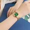 Relógio Feminino de Quartzo em Liga Rose Gold, Estilo Luxo Popular com Calendário Duplo, Pulseira Dourada, Relógio de Pulso Cravejado com Diamantes, Exquisito para Mulheres