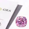 Moissanita colorida em formato de almofada quadrada, cor D, Roxo Imperador Fanta, Amarelo Limão, pedras soltas de moissanita de formato irregular, fornecimento direto do fabricante