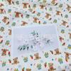 Tela de hilo de doble capa crepé para ropa de bebé y niño, pijamas de tela con estampado de dibujos animados de oso y cereza, gasa de algodón de doble capa