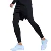 Calças de Fitness com Design em Camadas para Homens, Adequadas para Corrida ao Ar Livre no Outono e Inverno, Treinamento, Calças Compridas, Sprint, Basquete e Calças de Base Justas