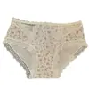 Calcinha de Renda Floral Pastoral para Mulheres, Forro Estendido 100% Algodão, Cintura Média, Ajustada ao Quadril, Vazada, Respirável, Calcinha Triângulo